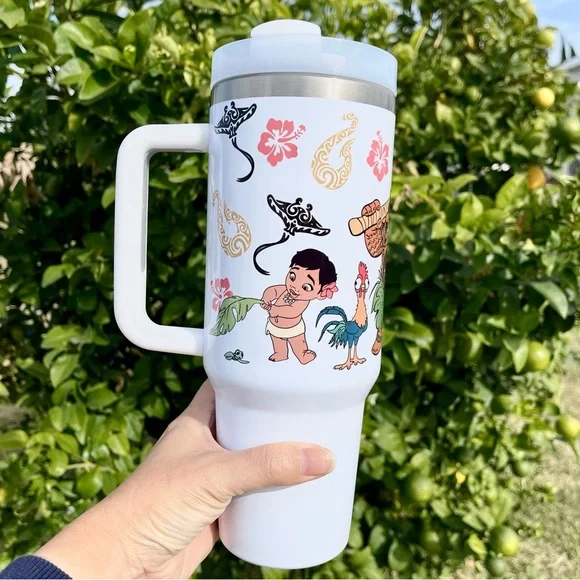 Walt Disney Moana Maui Heihei Pig Pua Brand new 40 oz double wall stainless tumb - Picture 2 of 3
